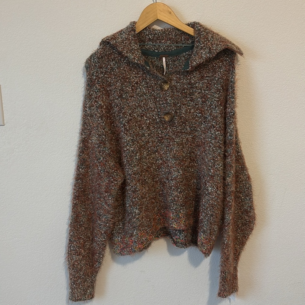 Free people Stella marled button collar sweater in S - Picture 6 of 13